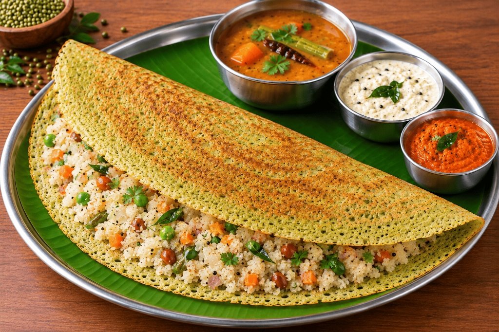 Chitti Pesarattu with Upma